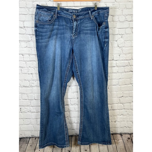 Seven7 Denim - Seven7 Luxe Womens Plus Size 24 Bootcut Jeans Medium Wash Embellished Pockets